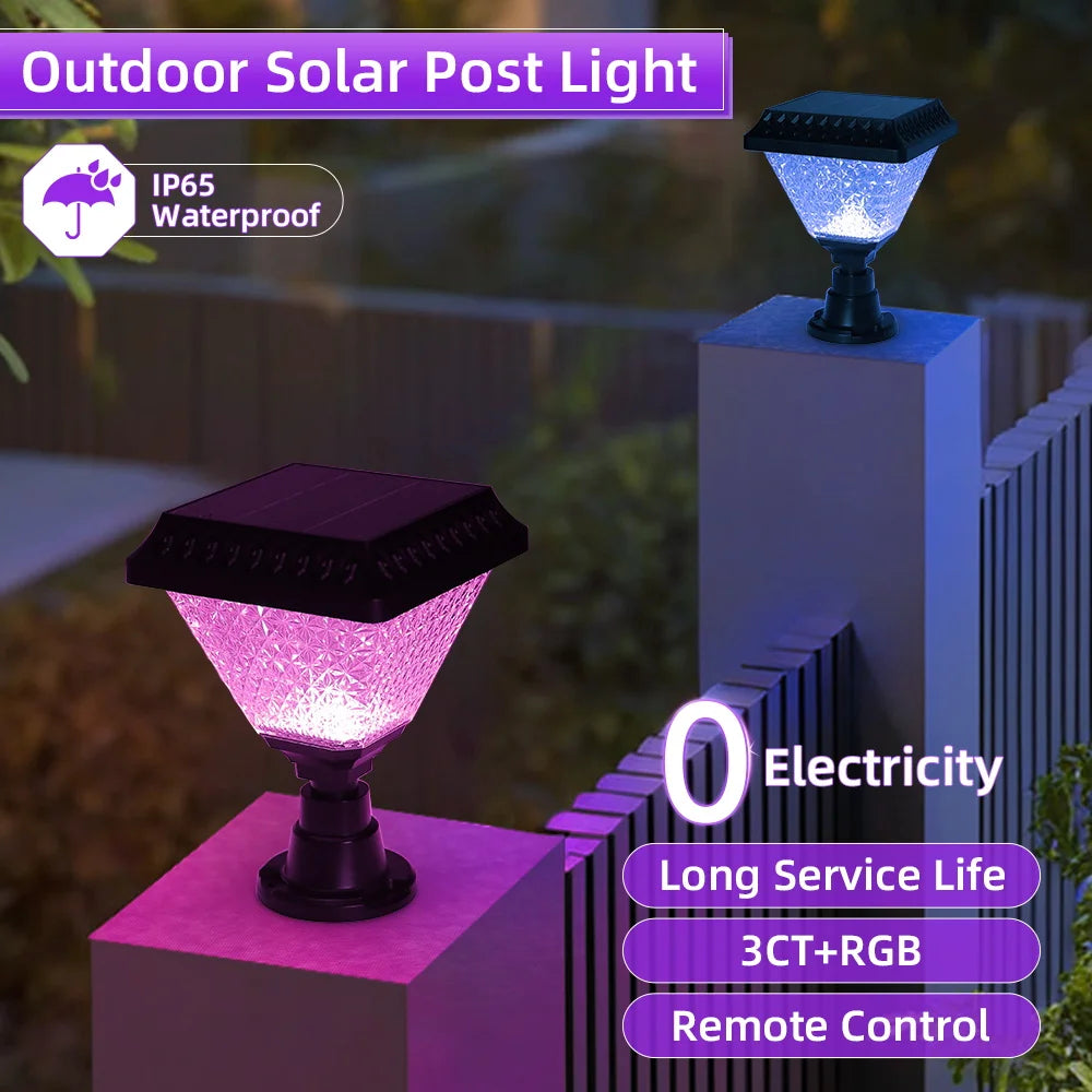 Outdoor Garden Solar Lights With Remote Control RGB Lights LED External Sunlight Lamp Garden Decoration Lighting Accessories