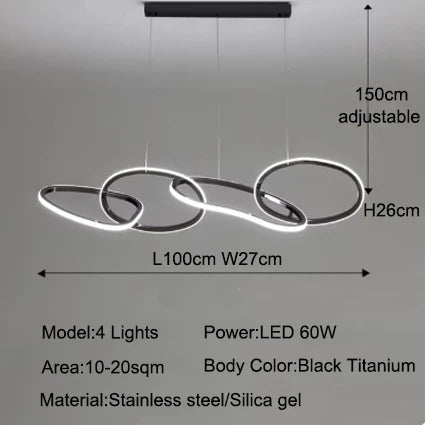 Light luxury LED lustre pendant lights hanging lamps black gold rose gold light for indoor bedroom dining table light fixture