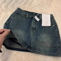 Retro Faded Denim Mini Skirt Women's Small Size Summer New High Waist Loose Fit Anti Exposure Skirt Cotton Denim Half Body Skirt