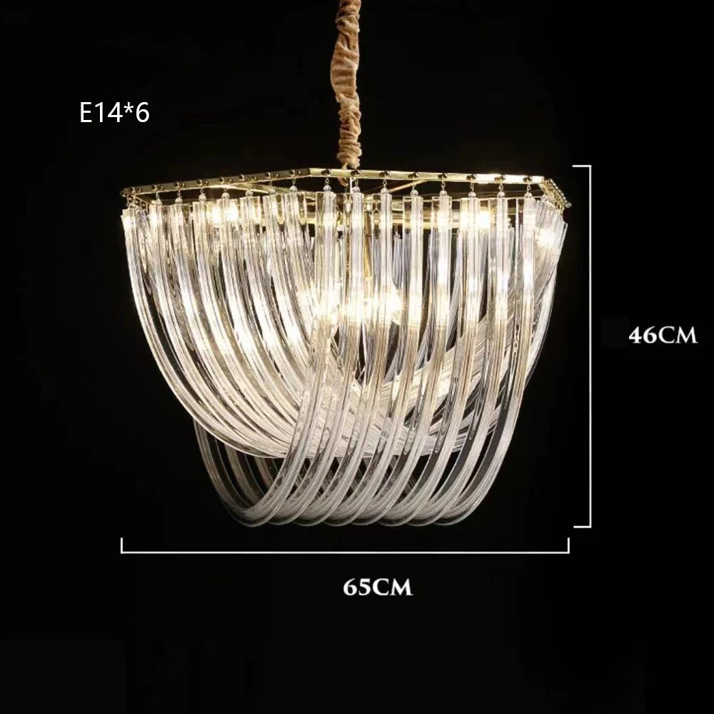 Modern Nordic U -shaped Glass Tube Living Room Chandelier Lighting Luxury Hotel Hall Bedroom Home Decor Suspension Pendant Lamps