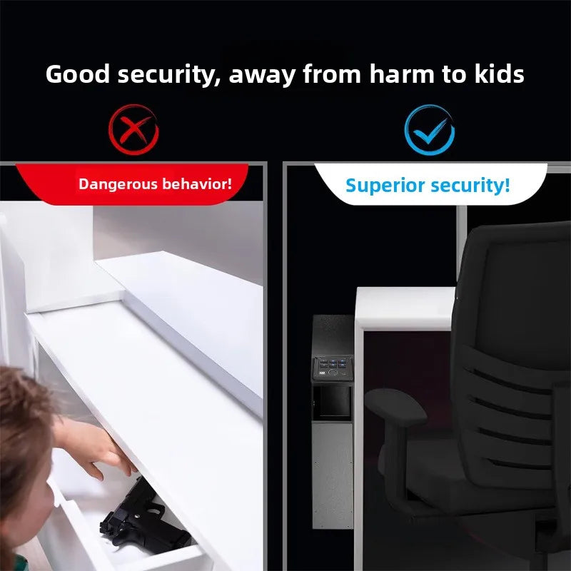 New Pistol Safe Box Blue Light Silent Fingerprint Password Key Push Pull Wall Mounted Gun Safe