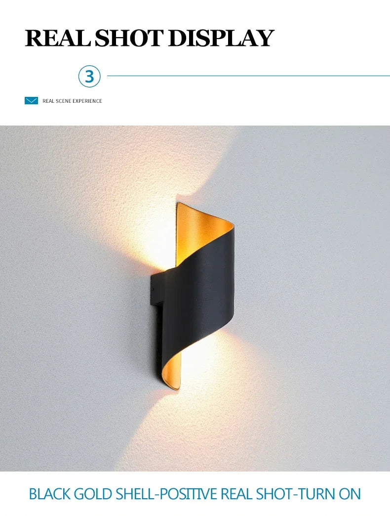 LED Wall Lamp 10W Indoor Wall Lights Waterproof Outdoor Modern Nordic Sconce Lamp Interior Wall Light Home Decor