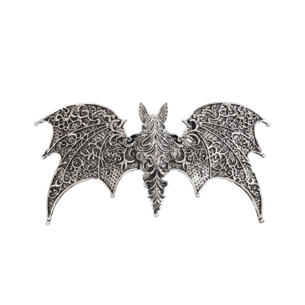 New Alloy Bat Hair Clip Vintage Bat Shape Gothic Hair Barrette Silver Hollow Pattern Viking Retro Hairpin Cosplay