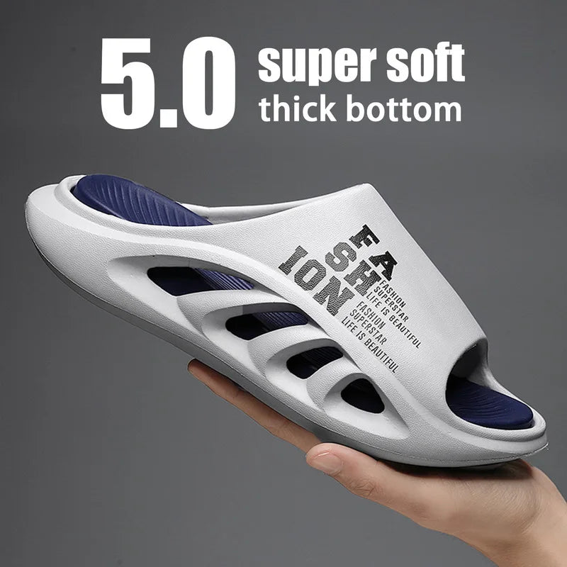 2026 EVA Soft Sole Male Slides New Summer Men's Slippers Breathable Hollow Beach Sandals Light Comfortable Indoor Flip Flop
