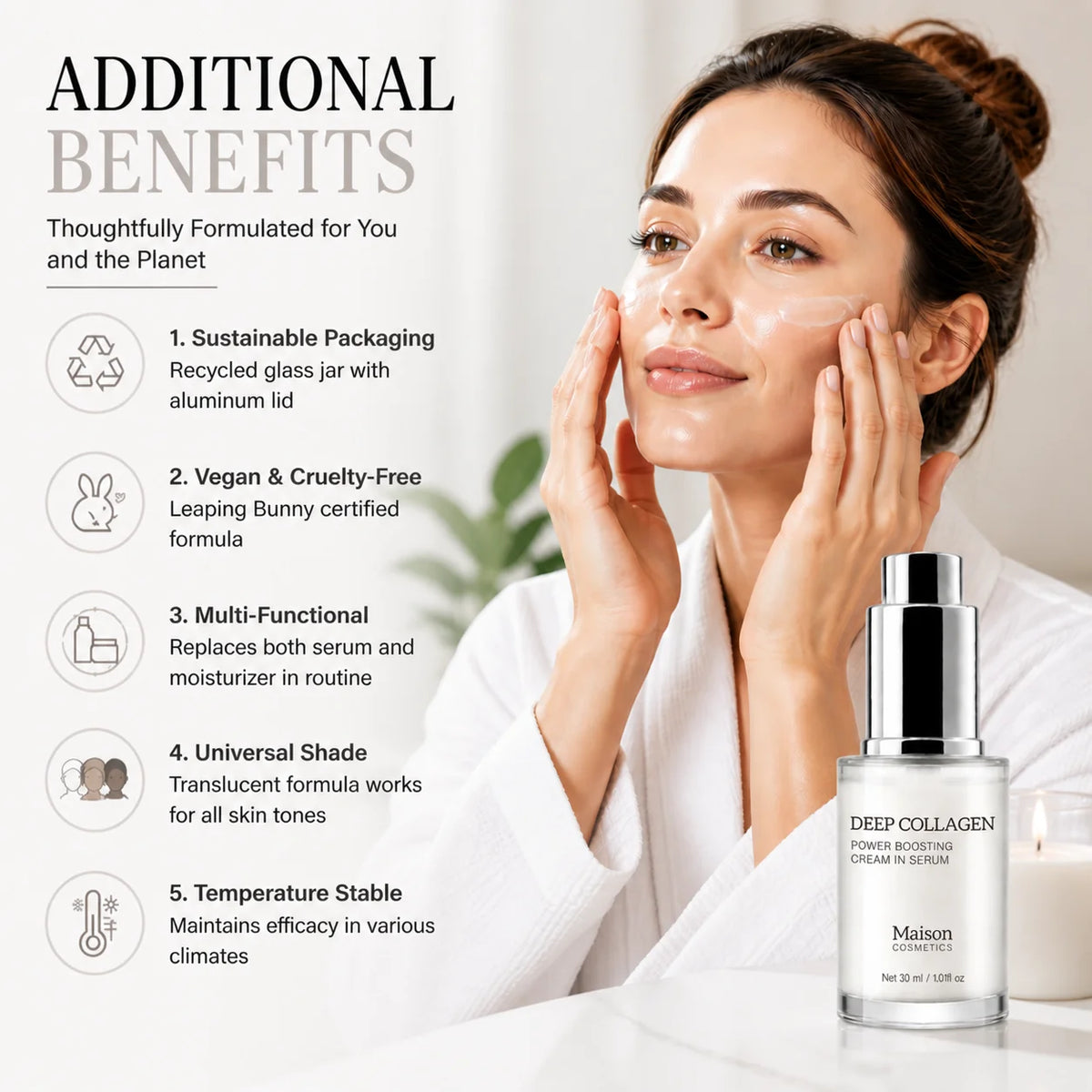 Deep Collagen Serum, Women Serum for Smoothing Fine Lines, Moisture & Firming Skin Care, Korean Skincare Serum, 30ml