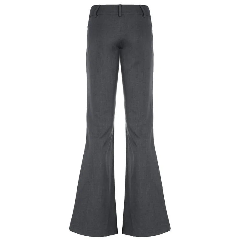 American Low Waist Bell Bottoms Y2K Fashion Streetwear Slim Wide Leg Pants Spring New Simple Basic Solid Ladies Suit Trousers