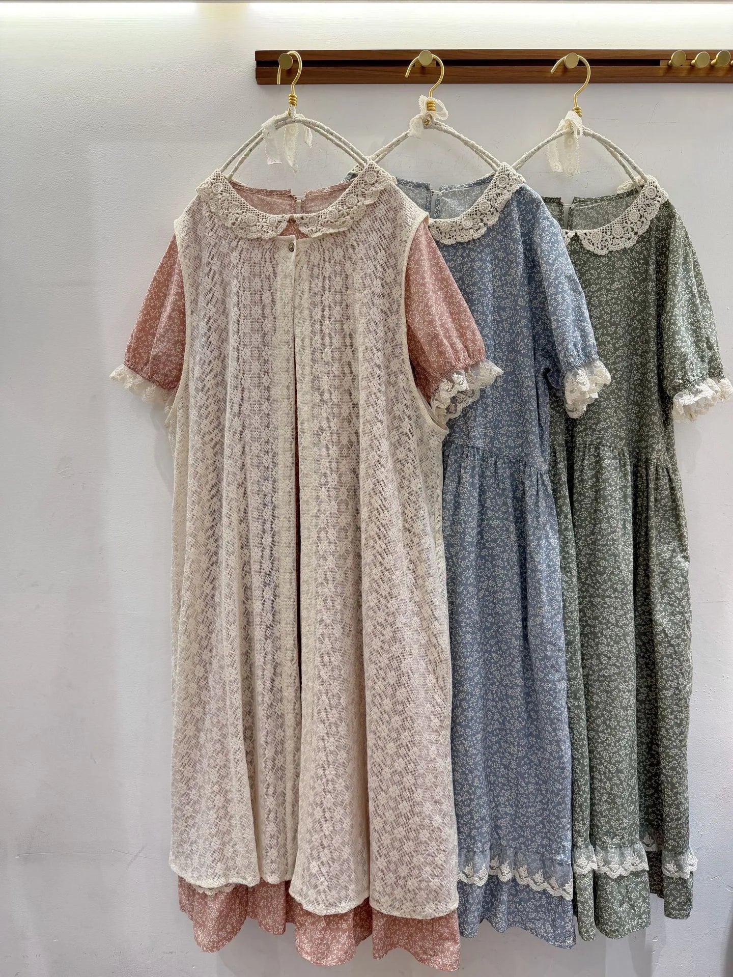Vintage Ruffled Cotton Linen Flower Dress Women's New Summer Peter Pan Collar Short Sleeve Loose Boho Dress Casual Midi Vestidos