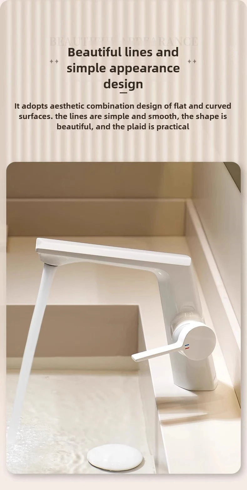Modern Bathroom Sink Faucet Brass white or brushed gold gray Single Handle Deck Mounted Wash Basin Water Tap Hot And Cold Mixer
