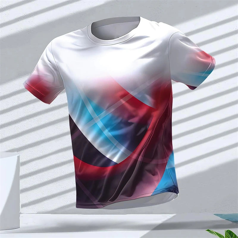 Geometric Graphic 3D Printed Sports T Shirts Summer Casual Running Table Tennis T-shirts Trendy Streetwear Mens Tees Fashion