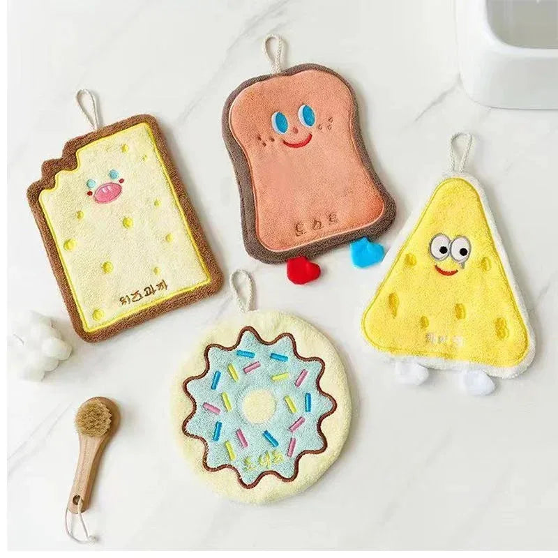 Towel Home Decor Hanging Hand Towels for Kitchen Bathroom, Super Soft Hand Dry Towels with Hanging Loops, Cute Cartoon Towels