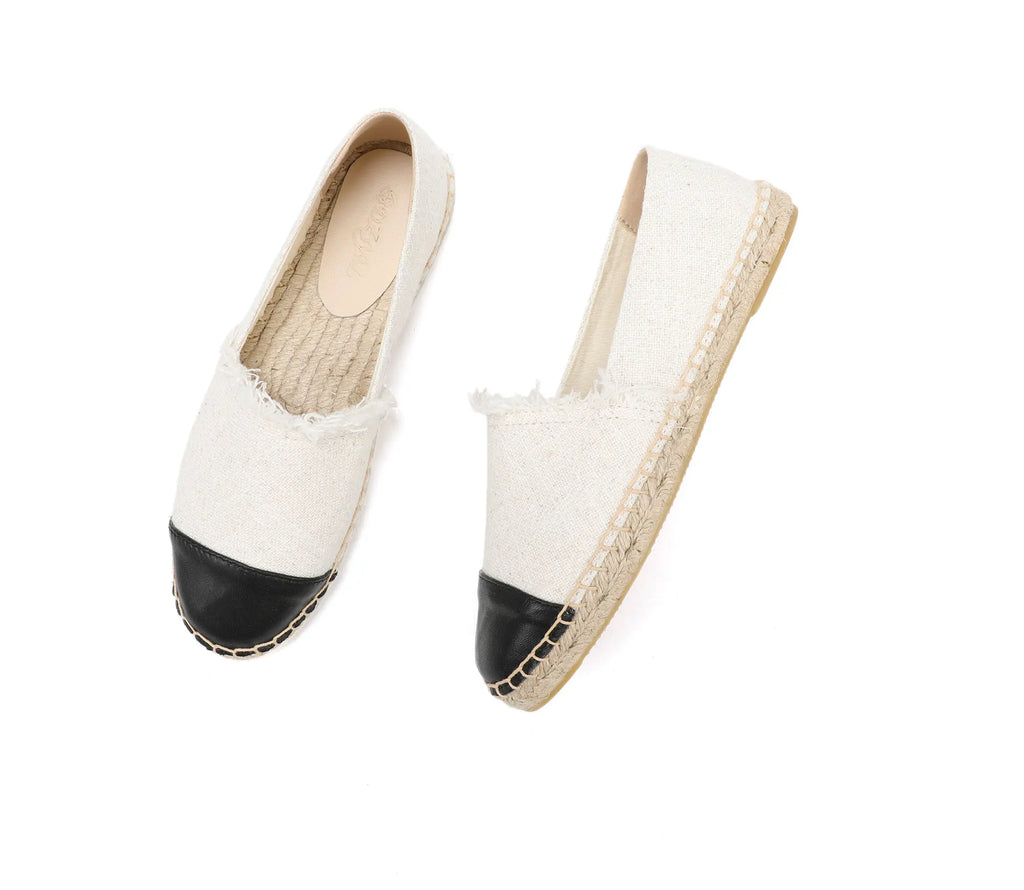 White espadrilles for women flat closed toe shoes