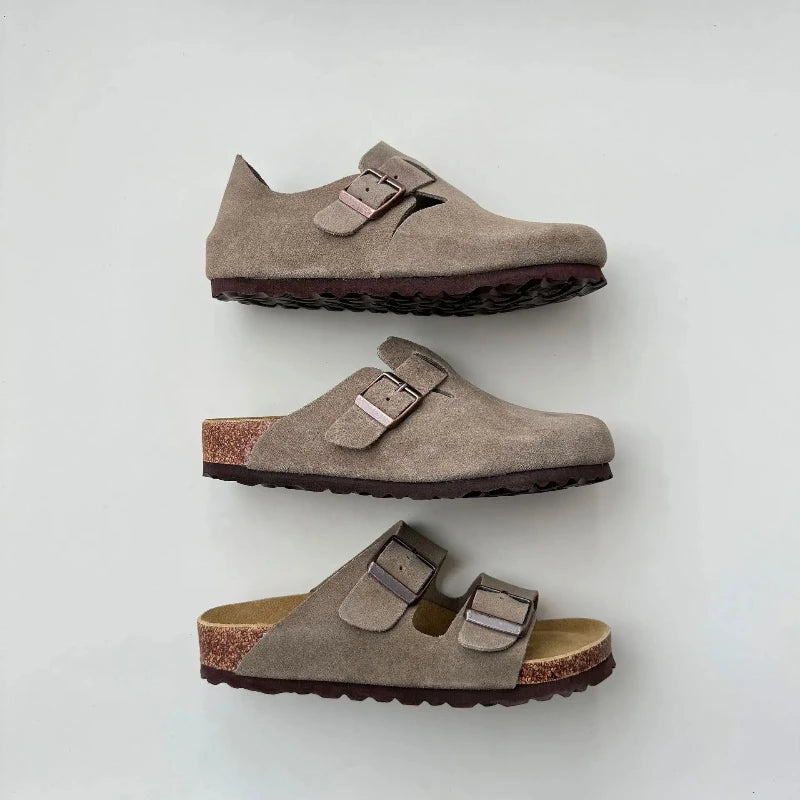 High-quality Vintage Fashion Suede Leather Sandals, Unisex, Spring and Autumn Trendy Premium Slippers