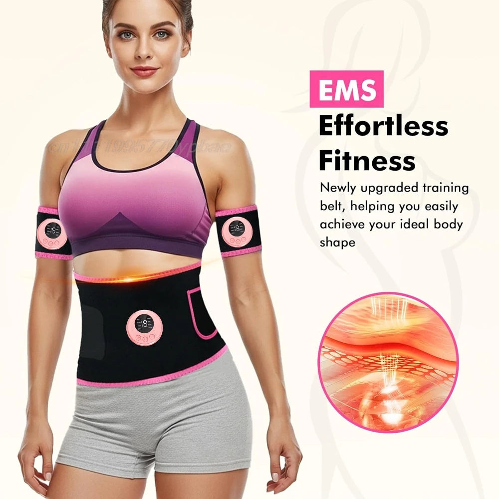 Smart EMS Gel-Free Abdominal Slimming Belt Muscle Stimulator Waist Trainer Hip Lift Fitness Workout Home Gym Equipment