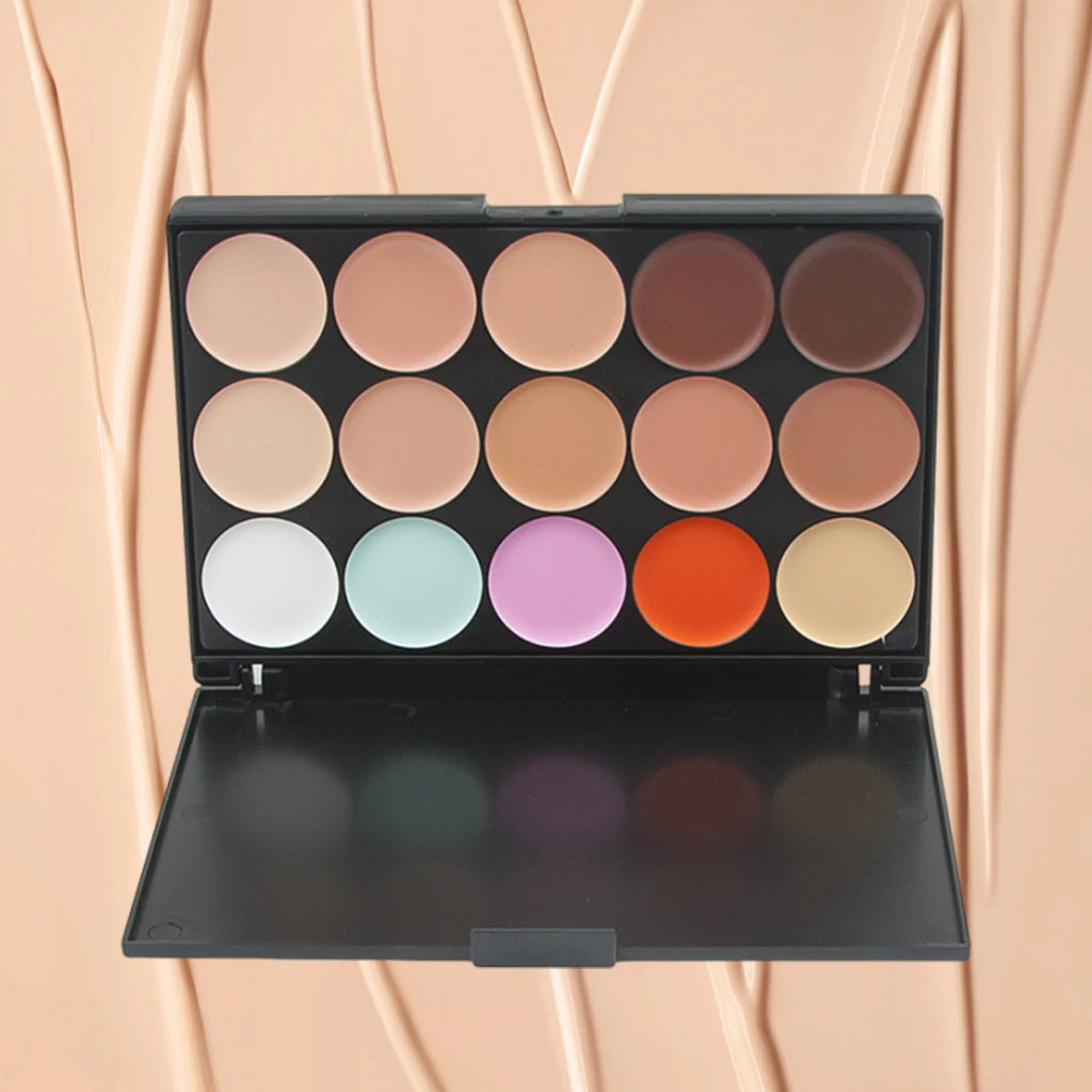 15 Colors Face Concealer Cream Contour Palette,Moisture Cream Makeup Foundation Full Coverage Foundation Covering Perfect Makeup
