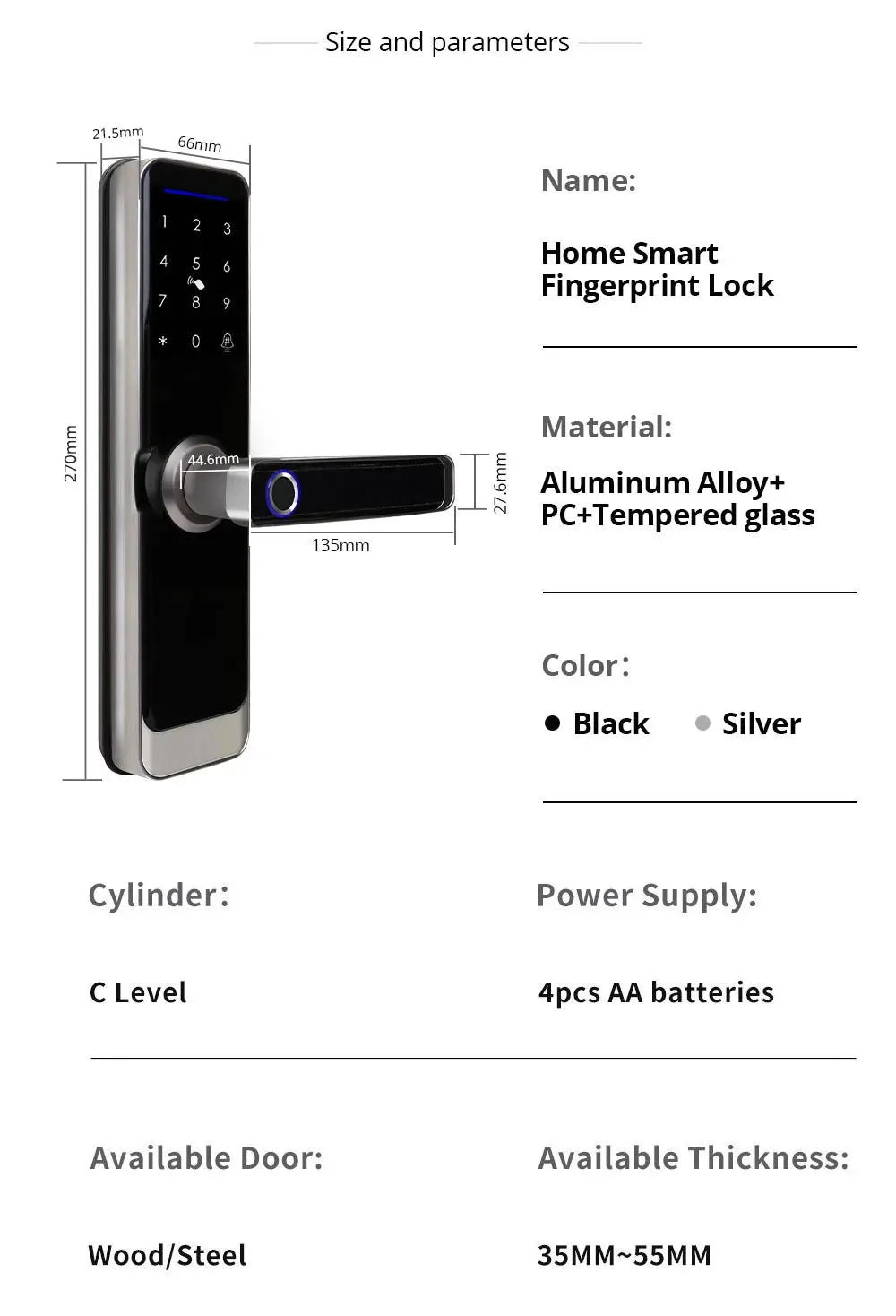 Zemismart Zigbee Fingerprint Door Lock Work with Tuya IC Card Key Password App Unlock with Doorbell Security Mechanical Lock
