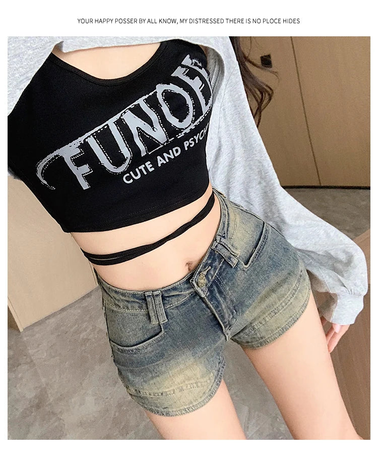American Vintage Denim Shorts Women 2025 Spring Summer New High Waist Slim Y2K Short Jeans Woman Streetwear