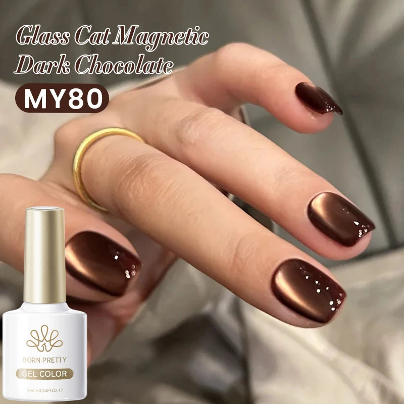 BORN PRETTY 10ml Grey Glass Bead Cat Magnetic Gel Nail Polish Black Nails Nail Art Manicure Semi Permanent Soak Off UV Gel