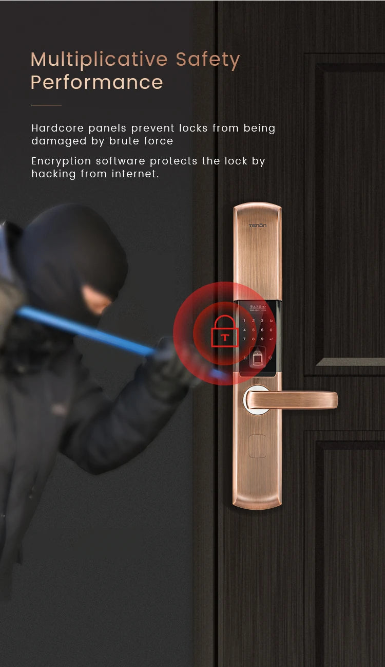 Black fingerprint smart lock keyless electronic dual-sensor smart digital handle door lock