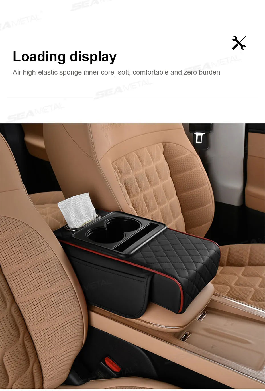 SEAMETAL Car Arm Rest Extension Cushion Multifunctional 7.5CM Thicken Center Console Box Cushion Elbow Support Pad Car Organizer