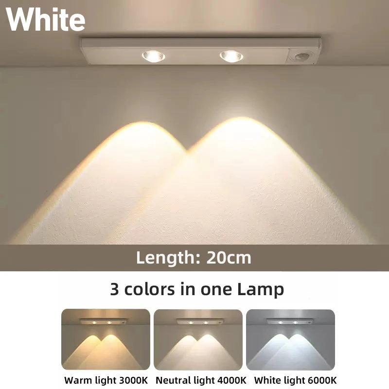 20-50CM LED Under Cabinet Light  Wardrobe Indoor Lighting Motion Sensor LED Lamp Ultra Thin USB Rechargeable Night Light