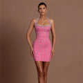 Luxury Diamond Rhinestone Women Summer Halter Bandage Dress Club Evening Party Mini Dresses
