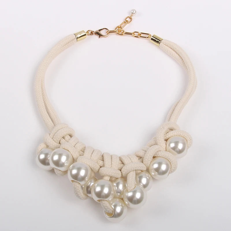 Statement Necklace with Big Pearls Design for Women Trendy Wedding Party Jewelry
