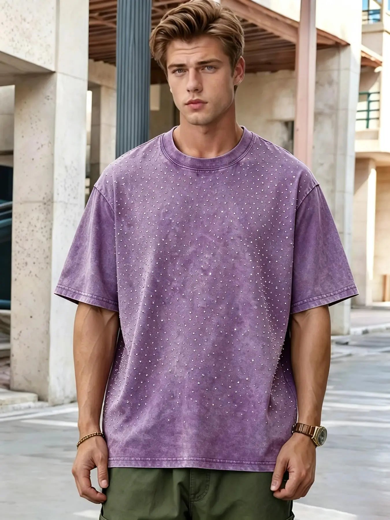 Solid Washed And Distressed T Shirt Men Trendy Loose Holes Clothes Summer Breathable Fitting Pure Cotton Soft Unisex T-Shirt