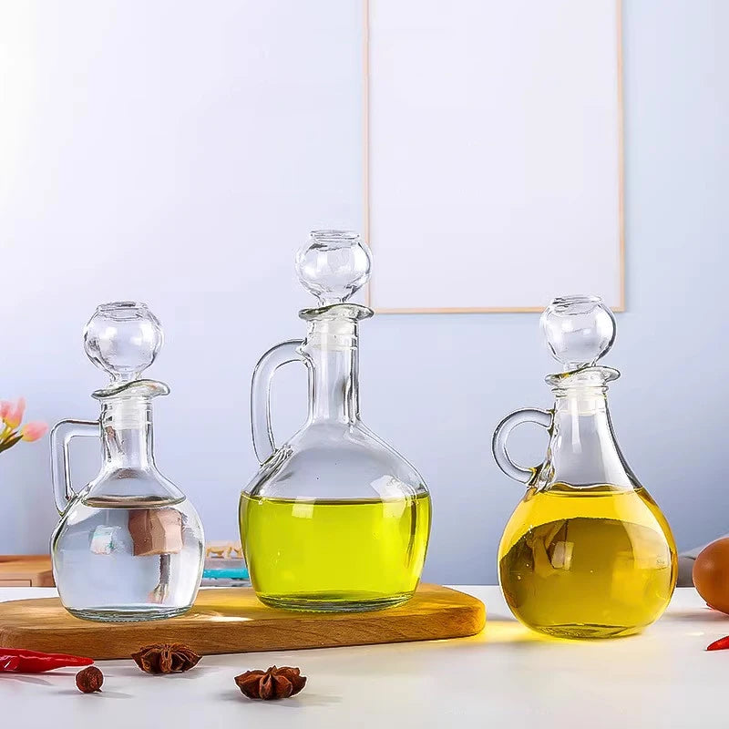 European-style 350ml Glass Oil Jug with Handle Oil Bottle Seasoning Bottle Household Olive Oil Bottle Kitchen Seasoning Tools