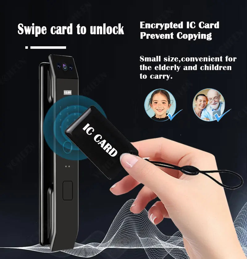 Tuya Wifi 3D Face Recognition Digital Smart Lock Temporary Password Video Intercom Electronic Door Lock Fingerprint Keyless Lock
