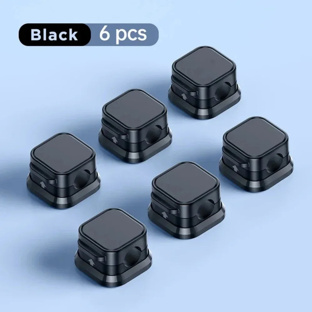 1/3/6/12PCS Magnetic Cable Clips Cable Adjustable Cord Holder Under Desk Cable Management Wire Keeper Cords Organizer Holder