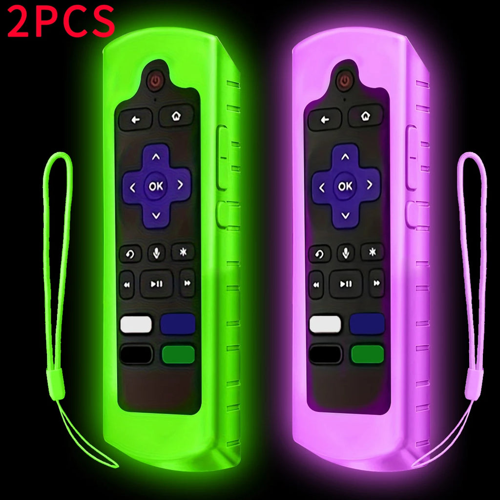 1/2/3 piece of luminous silicone universal remote control set with hanging rope suitable for TCL Hisense Roku TV remote control