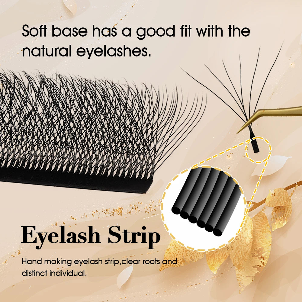10cases/lot MASSCAKU 3D 4D 5D 6D 7D 8D W Shape Bloom Premade Fans Eyelash Extension Natural Soft Light Full Dense W Shape Lash