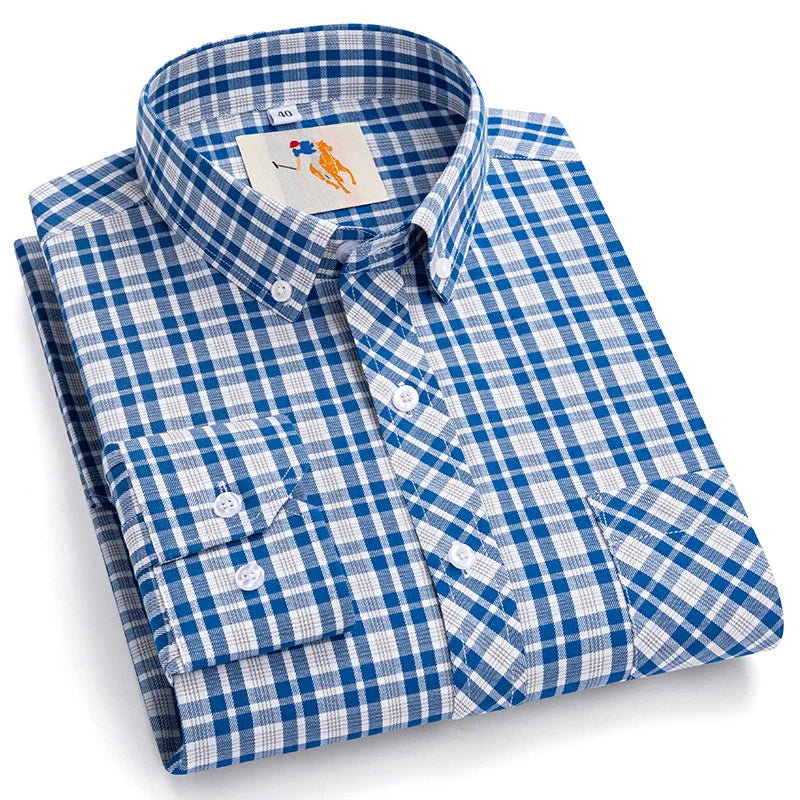 8XL Classic Plaid Men's Flannel Shirts Men Long Sleeve Casual Men's Flannel Shirts Men Long Sleeve Casual Big Size Single Pocket