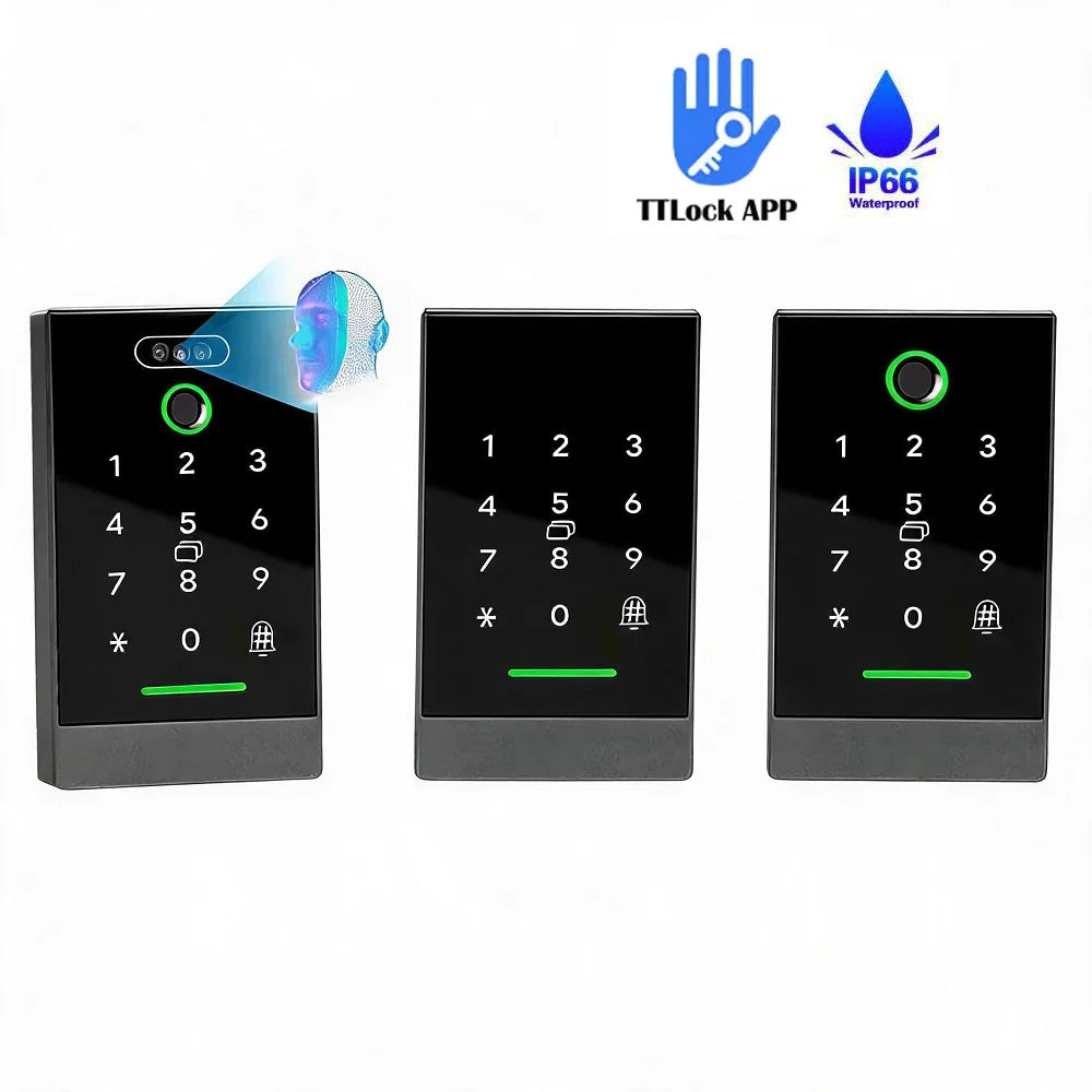 Facial Recognition Waterproof TTLock APP Fingerprint Access Control System Metal Frame Keyless Door Entry Smart RFID Card Reader