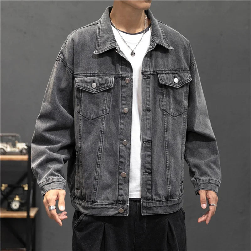 Denim Jacket Men Fashion Hole Retro Motorcyle Basic Coat Men Streetwear Bomber Denim Jacket Cowboy Men's Jacket Casual Coats