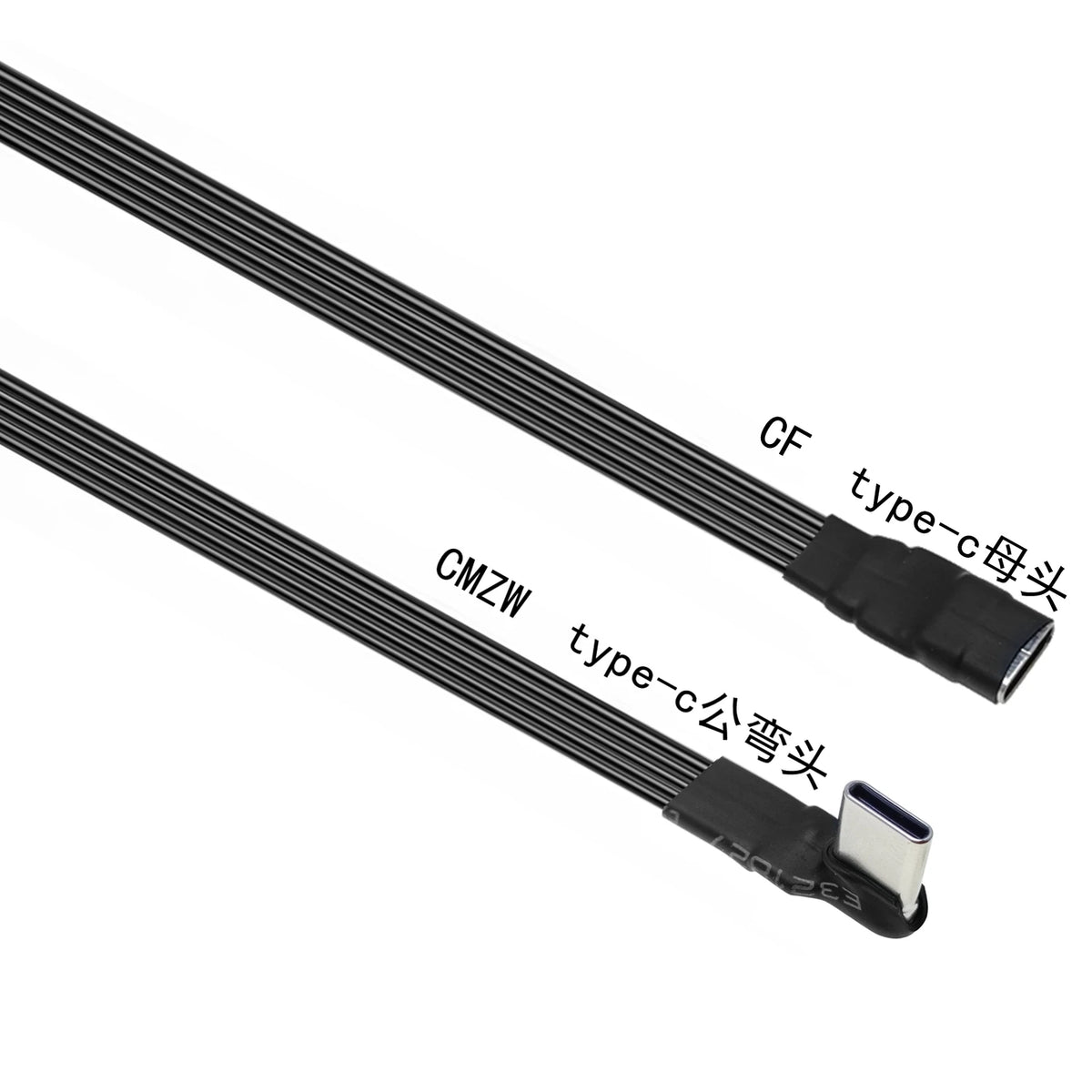 20CM 30CM 10CM 5CM USB 2.0 Type-C Flat Cable Extension FPC Cable USB 2.0 USB-C 90° Up/Down Angled Plug 5CM-1M