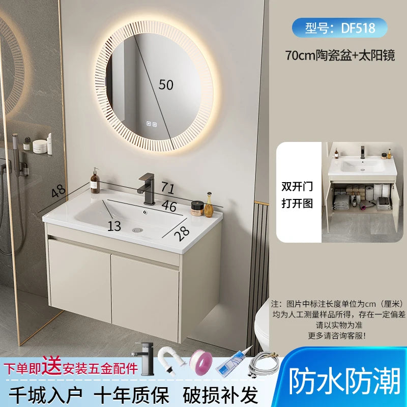 Wall Basin Bathroom Cabinet Set Sink Mirrors Shelves Bathroom Cabinets Storage Organizer Mobile Bagno House Accessories