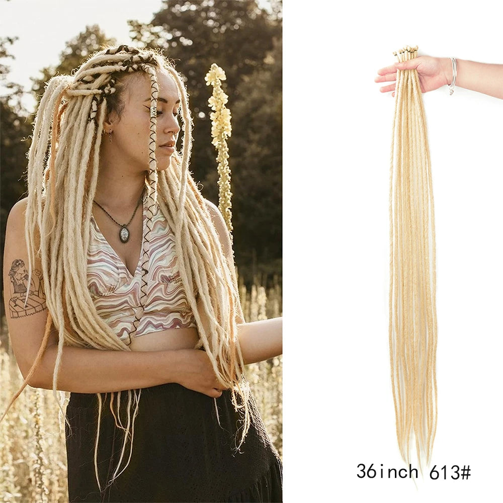 Dreadlock Extensions Handmade Crochet Hair Synthetic 24 36 Inches Dread Extension Crochet Braids For Women Dreadlocks Hair