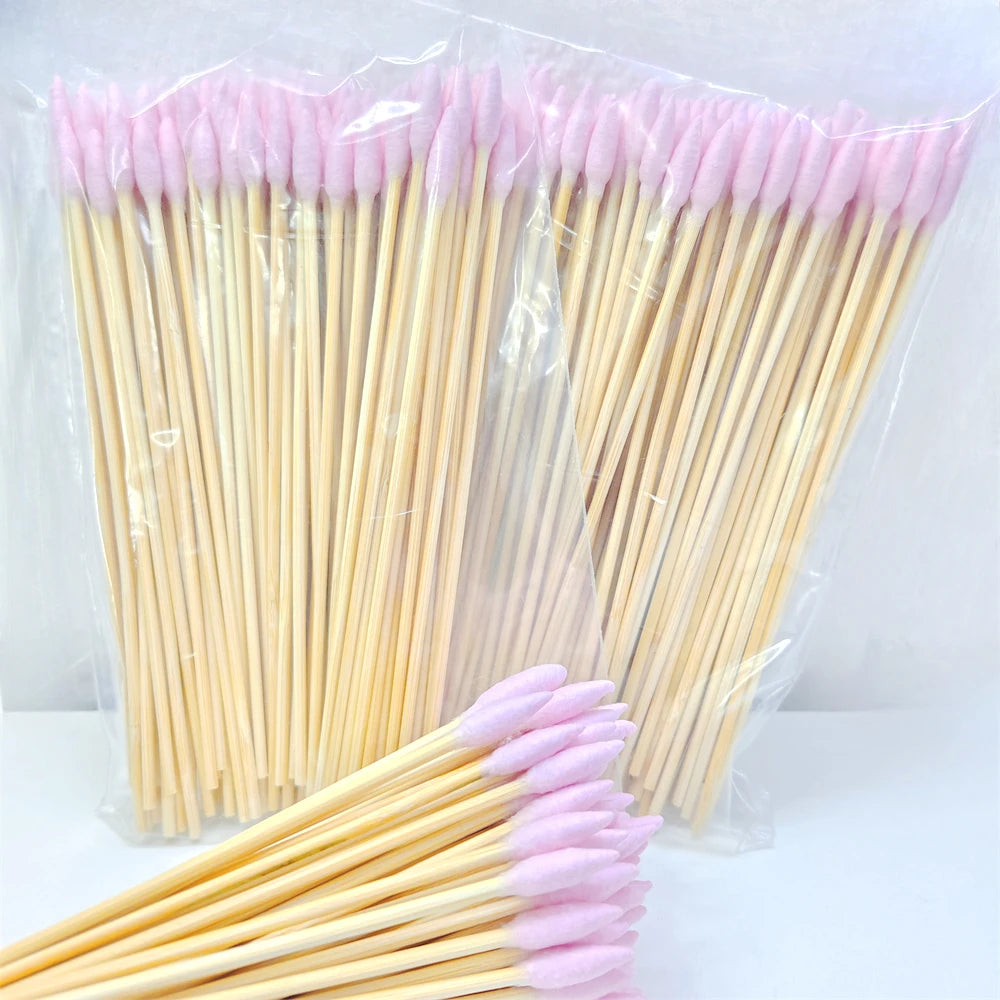 100/300Pcs 6 Inch Long Cotton Swabs with Wooden Handles, Cotton Tipped Applicator for Cleaning, Cotton Sticks Oil Makeup