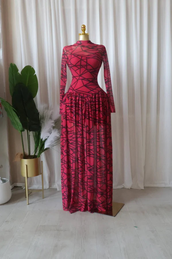 CM.YAYA Women Full Sleeve Printed O-neck Maxi Long Dress 2026 Evening Birthday Vacation Sexy Party Club Vestidos Dresses