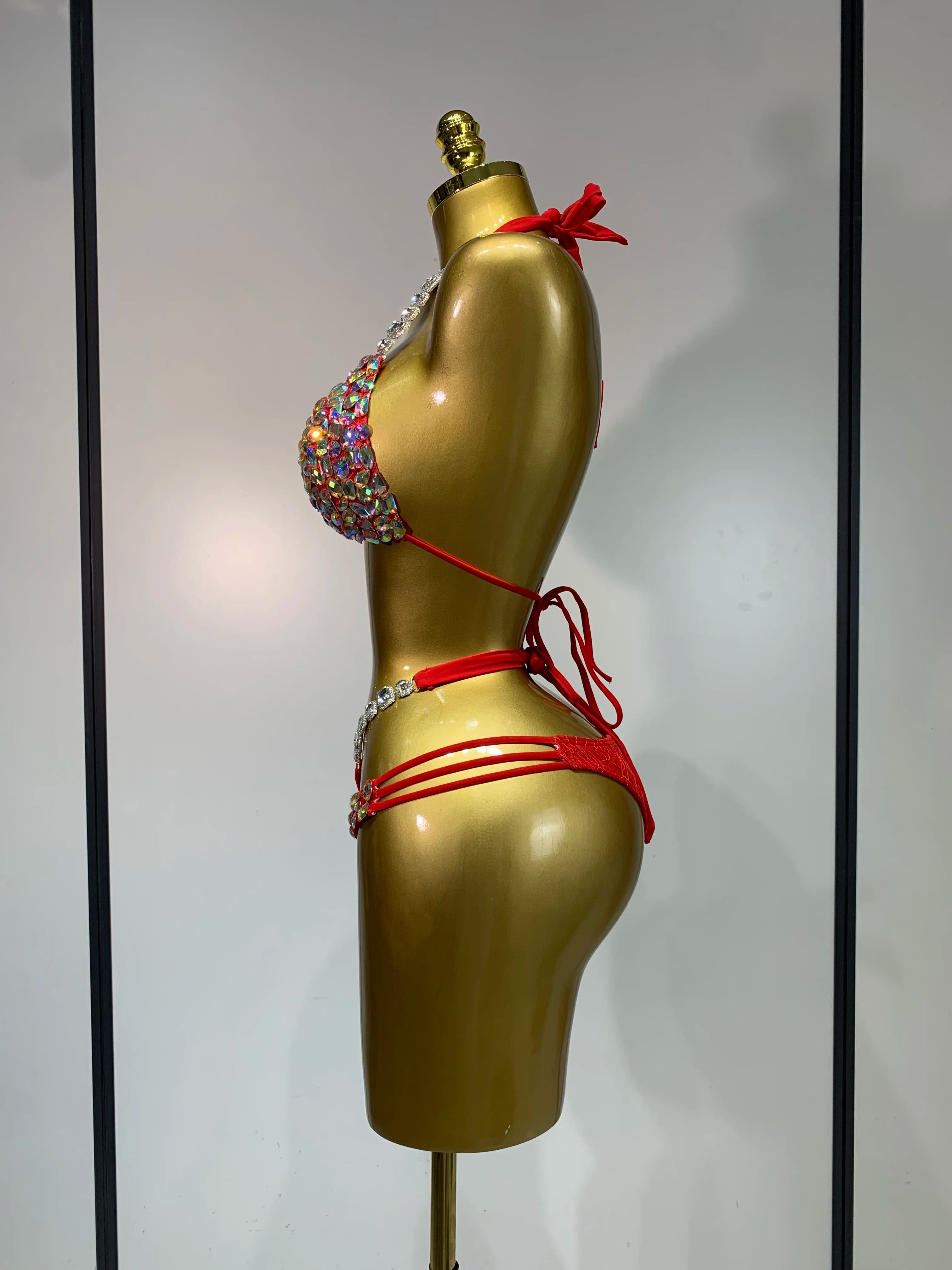 Newest Crystal Bikini Swimwear Fashion Bar Bikini Blingbling Swimwear Bikini Popular Bathingsuit Bikini Nightclub Stage Outfit