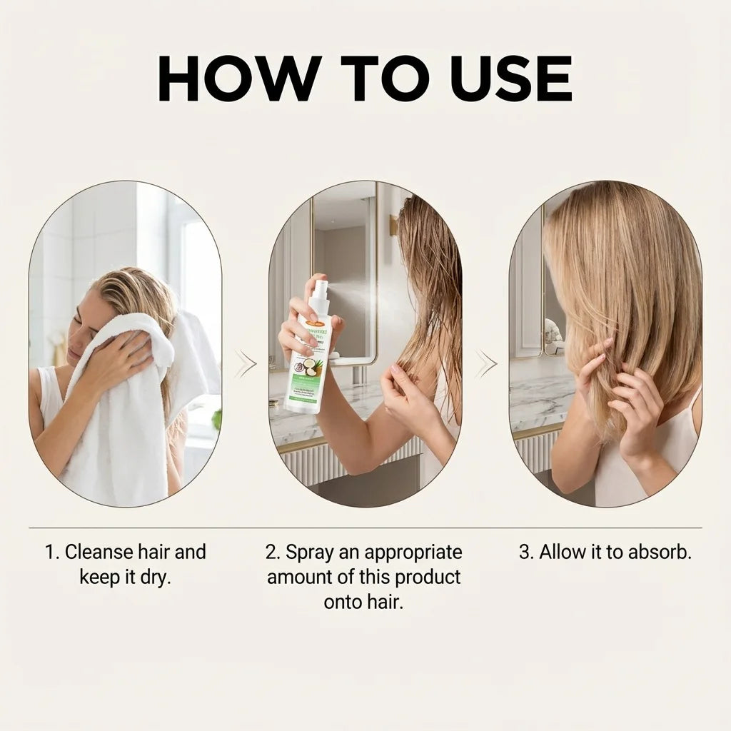 Gleamxi Coconut Oil Leave-In Conditioner Spray Softens Detangles Dry Tangled Minimizes Frizz Boosts Shine Hair Care Product