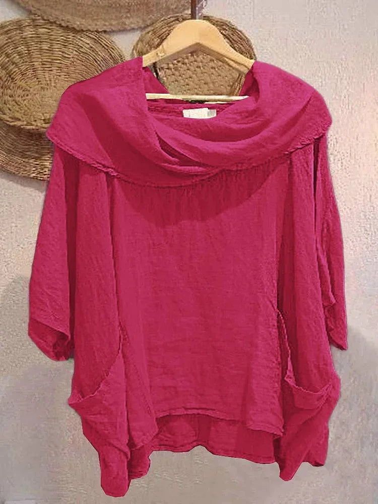 2025 Women New Fashion Off Shoulder Oversize Blouse Solid Bat Sleeve Tops Spring Summer Loose Irregular Hem Shirt Female Holiday