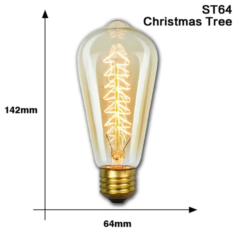 Edison Incandescent Lights Bulbs Retro Edison Lamps Bulb E27 220V/110V 40W Halloween Bedroom Decoration Edison Christmas Bulbs