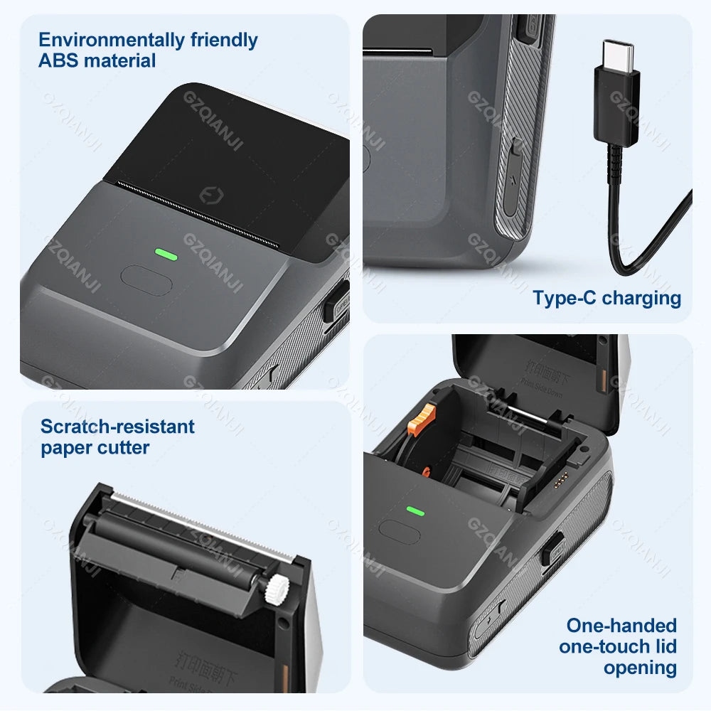 P2 Mini Thermal Label Printer Self-adhesive Food Stickers Bluetooth Maker Pocket Name Price Barcode Business Labeling Machine