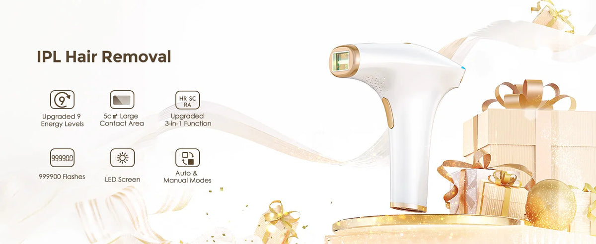 IPL Hair Removal Device 999900 Flashes Dual Modes Permanent Epilator HR/RA/ SC 3 in 1 Whole Body Treament Home Use for Women Men