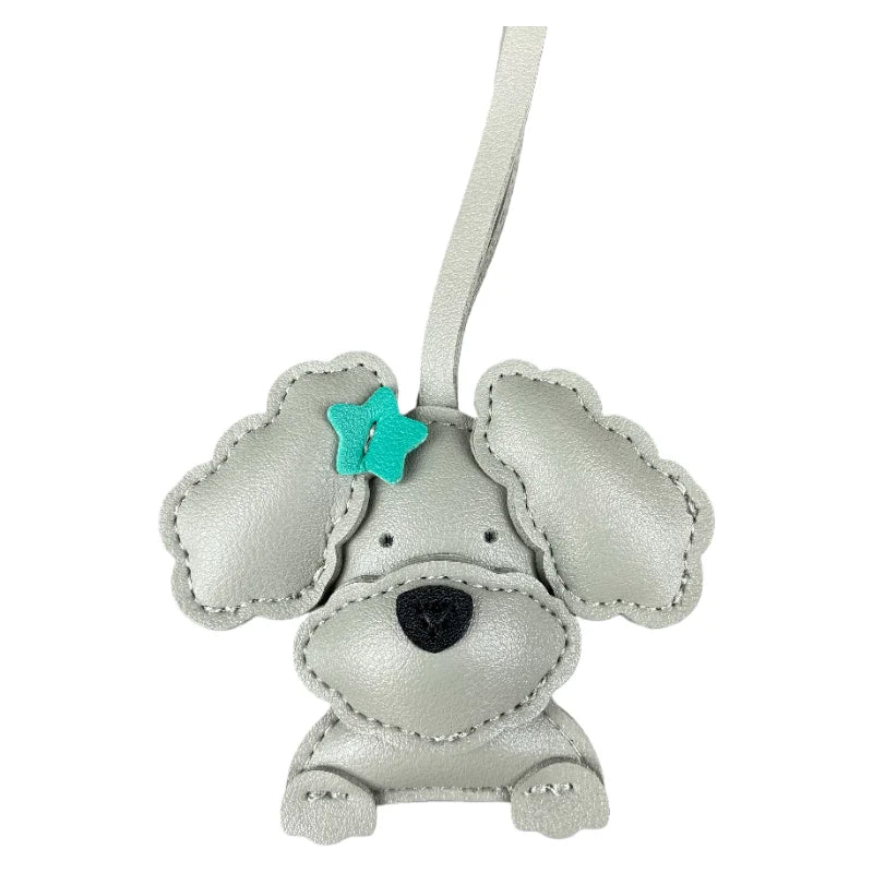 3D Plush Stuffed Poodle Dog Bag Charm - Crafted from Sturdy PU Leather with a Star Hair Clip, Well-Stitched & Fully Filled, Gift