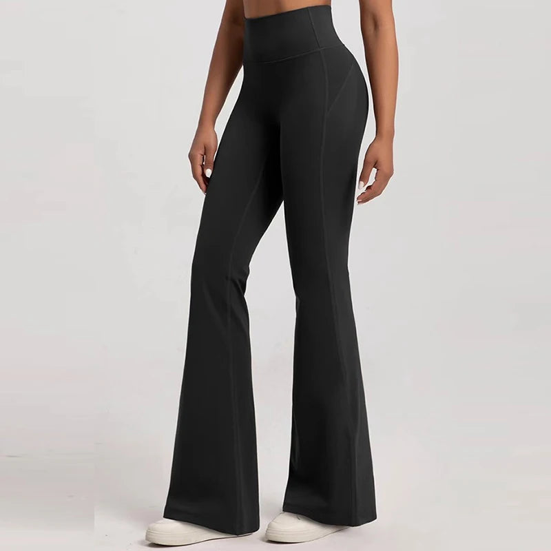 Women's High-Waisted Flared Pants Elastic Waist Cinching Hip-Lifting Casual Yoga Trousers for All Seasons Exercise Outdoor