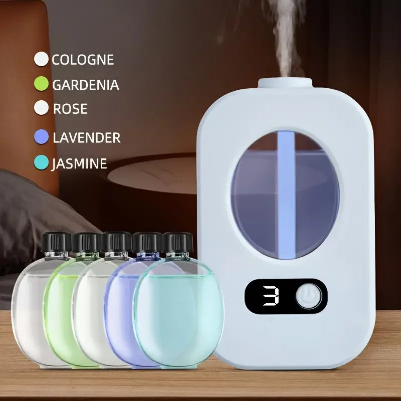 Rechargeable Timer-Controlled Aromatherapy Diffuser Multi-Fragrance Essential Oil Combo Air Freshener Odour Eliminator
