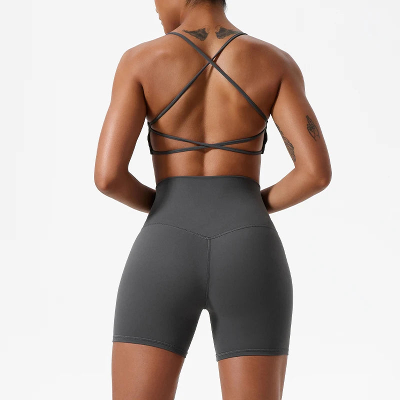Summer Two Pieces Short Sets Women Workout  Bra Set Quick-Dry Yoga Clothing Sports Tracksuit Female Fitness Gym Suit Women